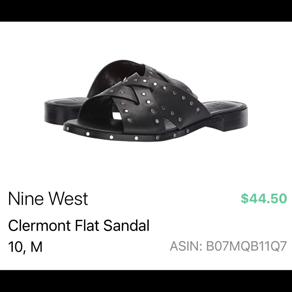 Nine West brand leather slide sandals, women’s size 10